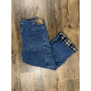 Stanley Mens Fleece Lined Carpenter Jeans Size 42x30 (Fits 40x28) Outdoor Pocket
